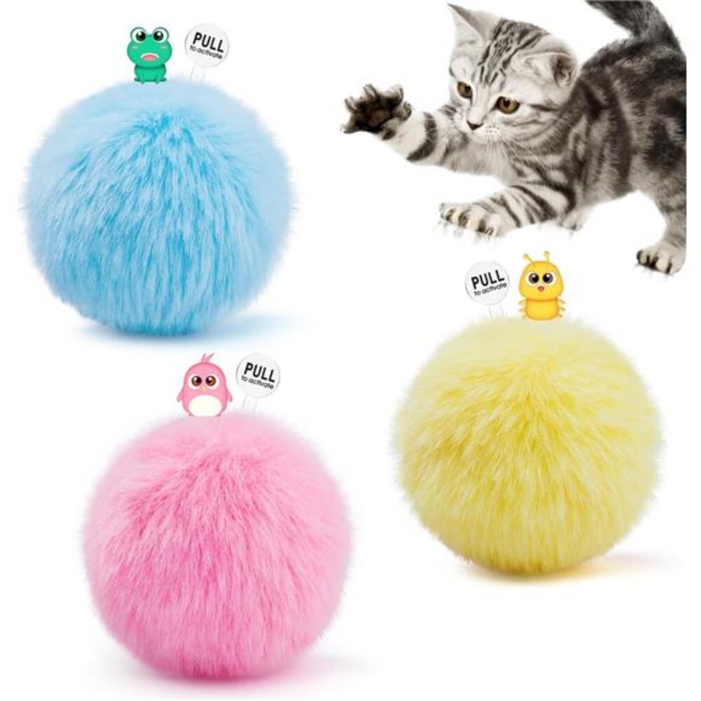 Chirping Cat Toys Balls with SilverVine Catnip, Upgraded, 3 Pack